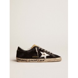 Men's Super-Star in black suede with silver laminated leather star