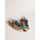 Men’s Super-Star LAB in leopard pony skin with gold star and gray heel tab
