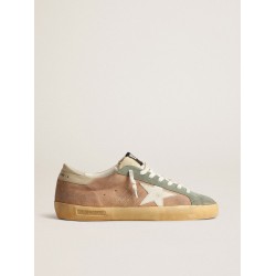Super-Star in brown and green suede with white nappa leather star