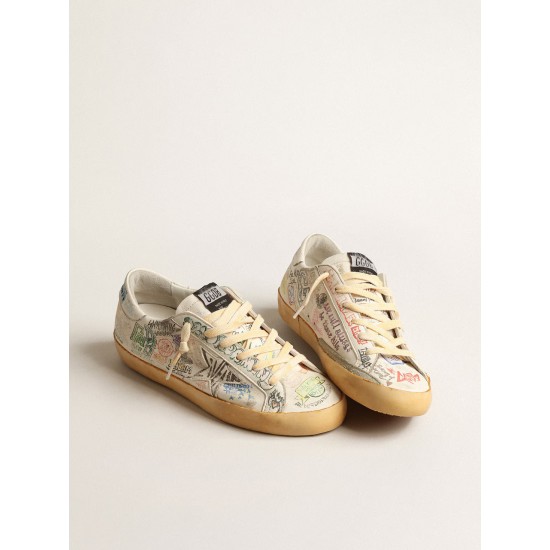 Super-Star in white nappa with all-over multicolor graffiti
