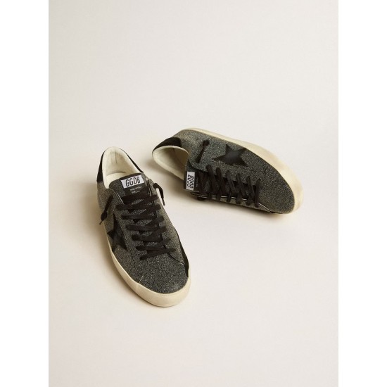 Men’s Super-Star in black Swarovski crystals with black suede star