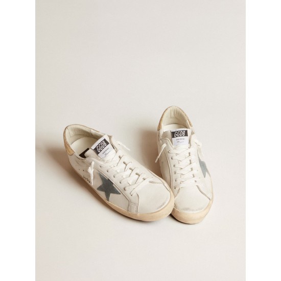 Super-Star with suede star and platinum snake-print leather heel tab