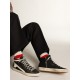Men's Slide in navy blue denim with star and white flash