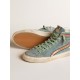 Light blue suede Slide LTD with white star and gold glitter flash