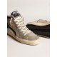 Slide in beige mesh and nylon with blue leather star and flash