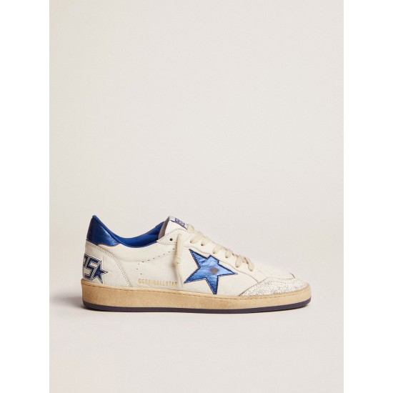 Men's Ball Star in white nappa with blue star and heel tab
