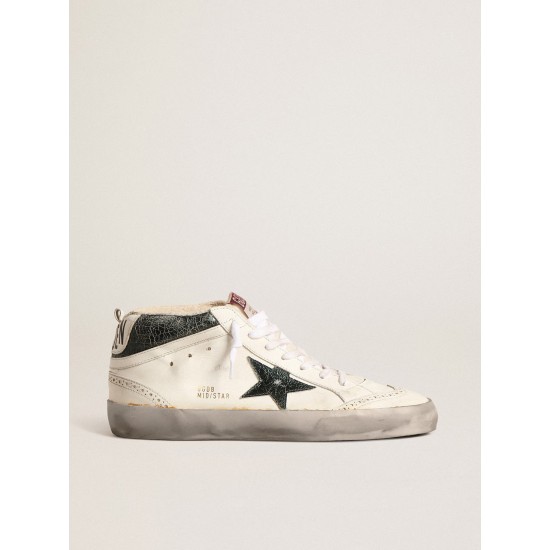 Mid Star with green metallic leather star and white flash