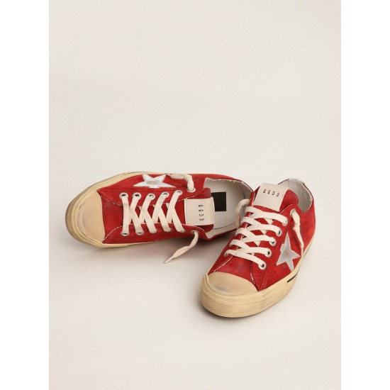 Men's V-Star LTD in dark red suede with silver star and heel tab