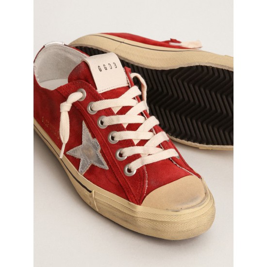 Men's V-Star LTD in dark red suede with silver star and heel tab