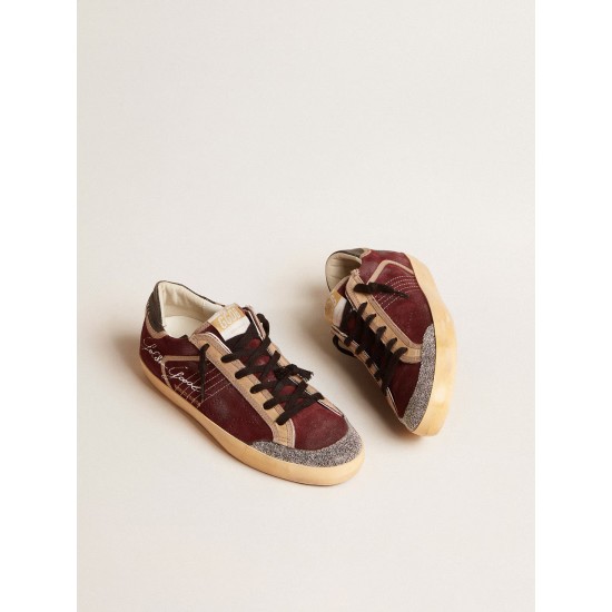 Men’s Super-Star Penstar LAB in burgundy suede with perforated star