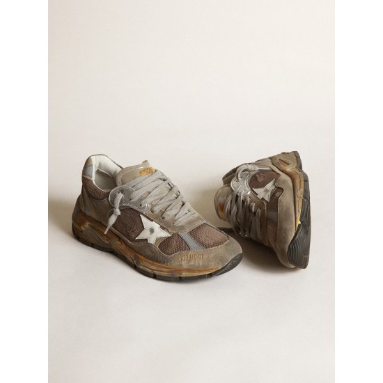 Men's Dad-Star in dove gray mesh and suede