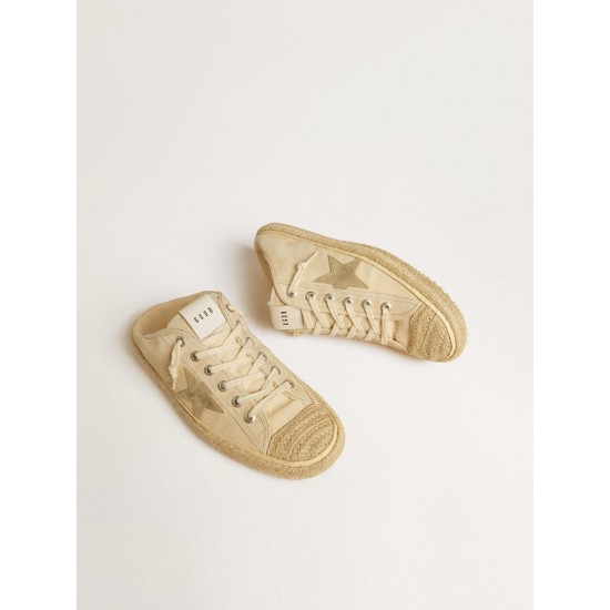 Men's V-Star Sabot in canvas with beige suede star