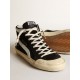 Men's Slide Penstar in black suede with black star and white flash
