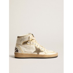 Men’s Sky-Star in white nappa leather with dove-gray suede star
