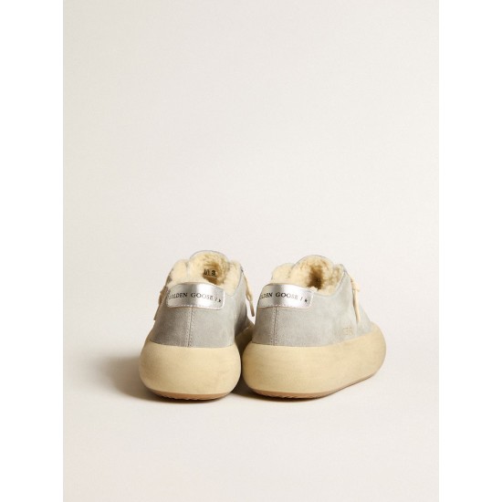 Men’s Space-Star shoes in ice-gray suede with shearling lining