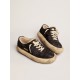 Men's Space-Star shoes in quilted black nylon with shearling lining