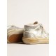 Men’s Mid Star in silver metallic leather with ivory star