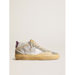 Mid Star LAB in silver metallic leather and mesh with perforated star