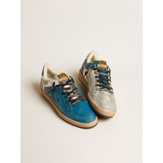 Ball Star LAB in glossy blue and silver leather with perforated star