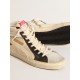 Slide LTD in faded nylon with suede star and beige flash