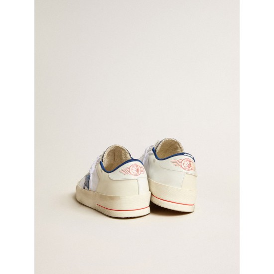 Stardan LTD in white mesh and leather with blue star and white heel tab