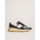 Running Sole in cream mesh and blue leather with a white leather star