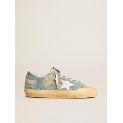 Super-Star in light blue mesh and nylon with white leather star