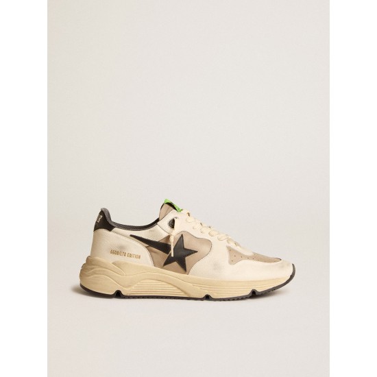 Men's Running Sole LTD in gray leather and white nappa with black leather star