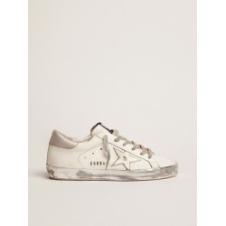 Women's Super-Star with silver sparkle foxing and metal stud lettering