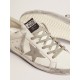 Women's Super-Star with silver sparkle foxing and metal stud lettering