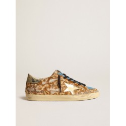 Women’s Super-Star LAB in leopard pony skin with gold star and gray heel tab