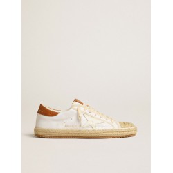 Women’s Super-Star LTD in canvas with white leather star and raffia toe
