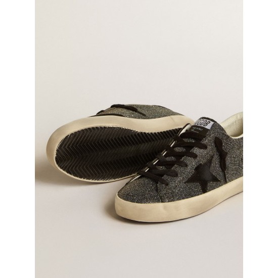Women’s Super-Star in black Swarovski crystals with black suede star