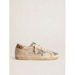 Super-Star in cream mesh with glitter star and leopard heel tab
