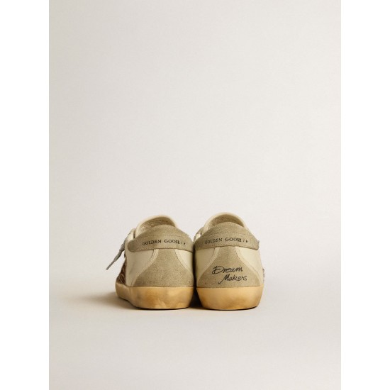 Women's Super-Star LTD in leather and pony skin with dove-gray suede star and heel tab