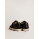 Women's Super-Star in black nappa and glitter with glossy black leather star