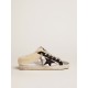 Women's Super-Star Sabot in silver laminated leather with black star