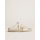 Super-Star Sabots with platinum star and ice-gray suede tongue