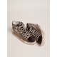 Women's Slide with silver laminated leather upper and studs