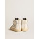 Slide with nude leather star and suede and Swarovski crystal flash