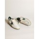 Women's Ball Star in white nappa leather with green leather star and heel tab