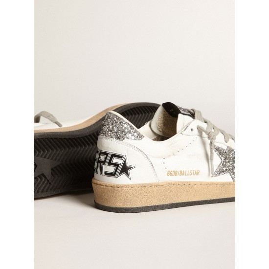 Women's Ball Star in nappa with white star and glitter heel tab