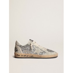 Ball Star in silver glitter with ice-gray suede inserts