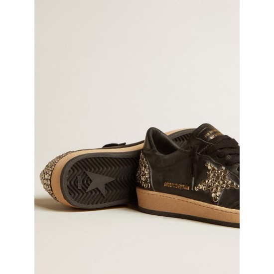 Women’s Ball Star LAB in black nappa with studded black leather star