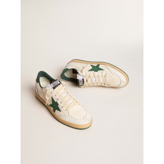 Women's Ball Star Wishes in white nappa leather with green leather star and heel tab