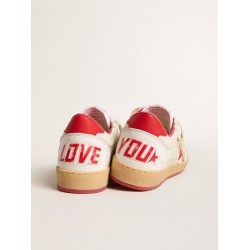 Women’s Ball Star Wishes in white leather with a red star and heel tab