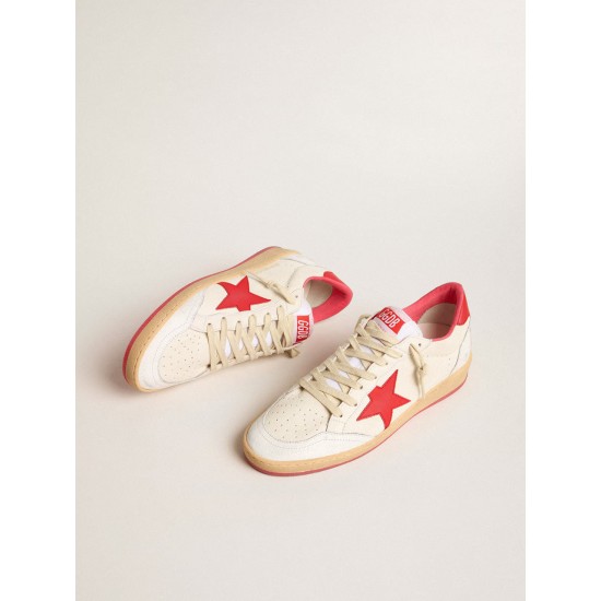 Women’s Ball Star Wishes in white leather with a red star and heel tab