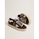 Women's Hi Star in black leather with silver laminated leather star