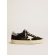 Women’s Hi Star in black leather with silver glitter heel tab