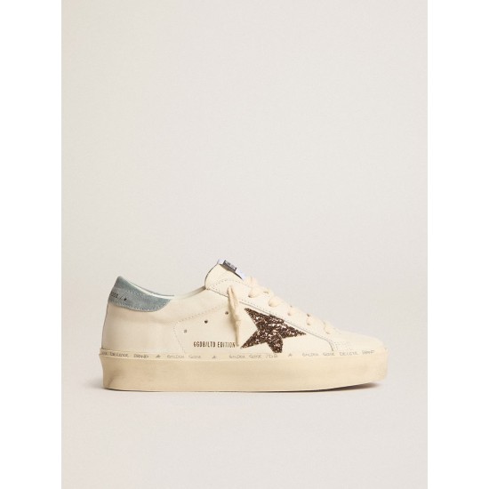Women's Hi Star LTD with hazelnut glitter star and light blue suede heel tab
